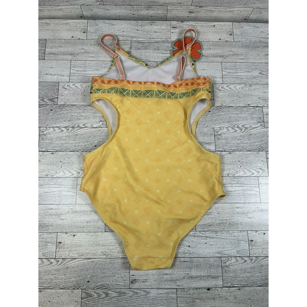 Girls Disney Swimsuit Princess Moana One‎ Piece  Swimwear Size 7/8 Flower